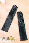 ถุงมือยาว สีดำ-เหลือบ (หนังเทียม)